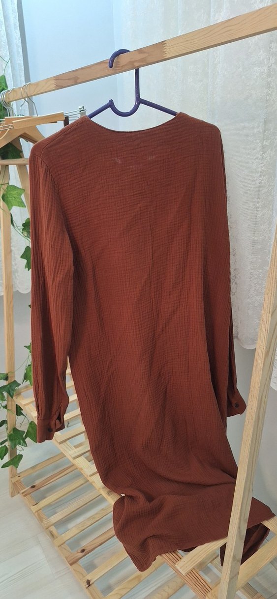 Uzun Kollu Fermuarlı Keten Tunik - Görsel 5