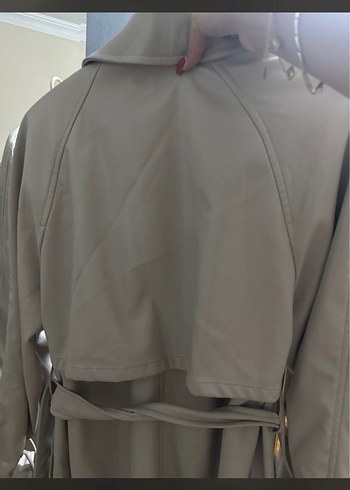 Bej Deri Midi Trençkot - Görsel 3