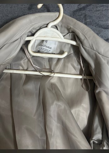 Bej Deri Midi Trençkot - Görsel 5