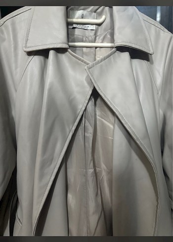 Bej Deri Midi Trençkot - Görsel 4