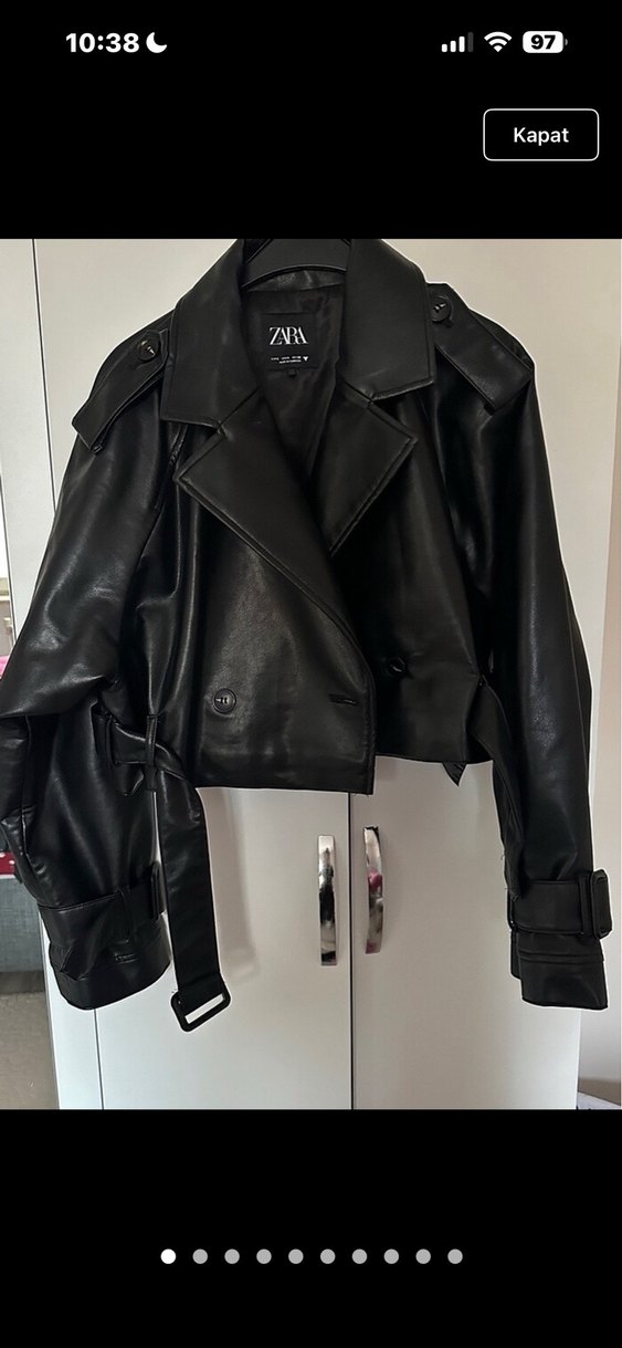 Zara Siyah Kemerli Deri Ceket - Görsel 2