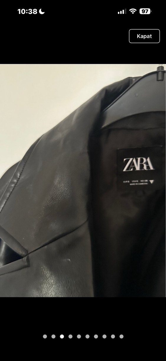 Zara Siyah Kemerli Deri Ceket - Görsel 4