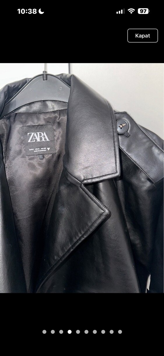 Zara Siyah Kemerli Deri Ceket - Görsel 5