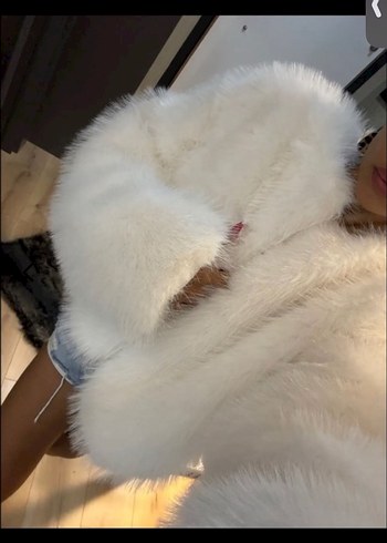 Beyaz Kadın Suni Kürk Ceket - Görsel 3