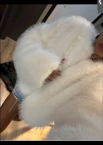 Beyaz Kadın Suni Kürk Ceket - Görsel 4