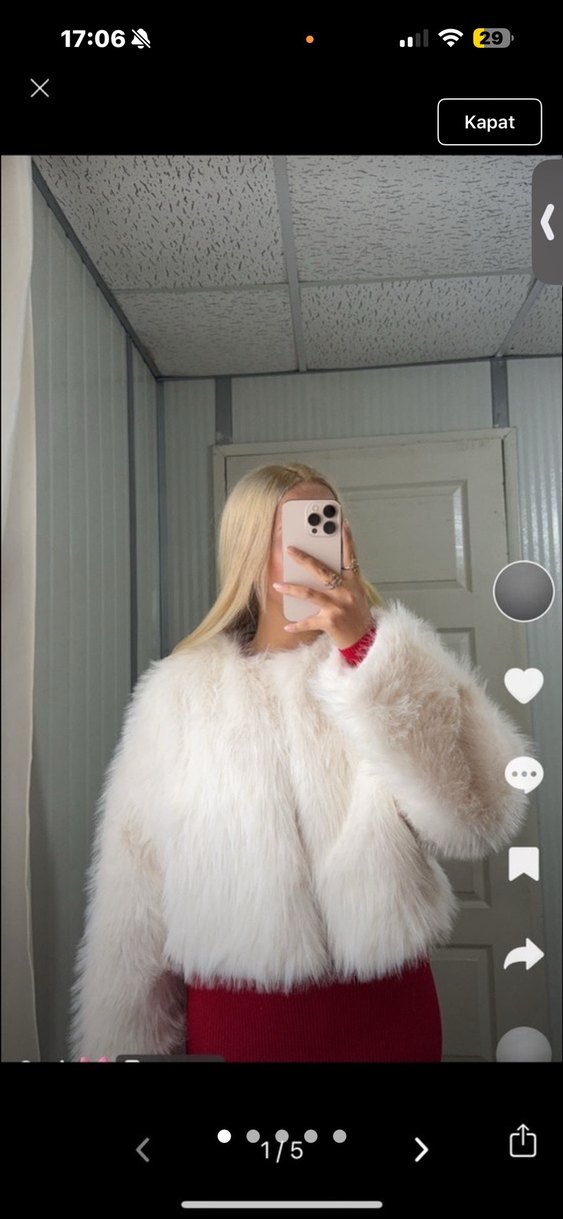 Beyaz Kadın Suni Kürk Ceket - Görsel 2