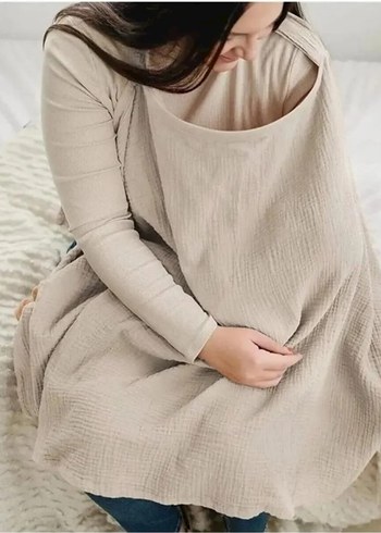 Bej Bebek Emzirme Kanguru Örtüsü - Görsel 2