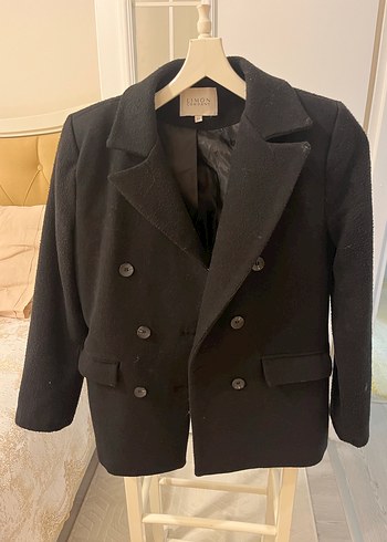 Simon Siyah Çift Düğmeli Kaban - Görsel 3