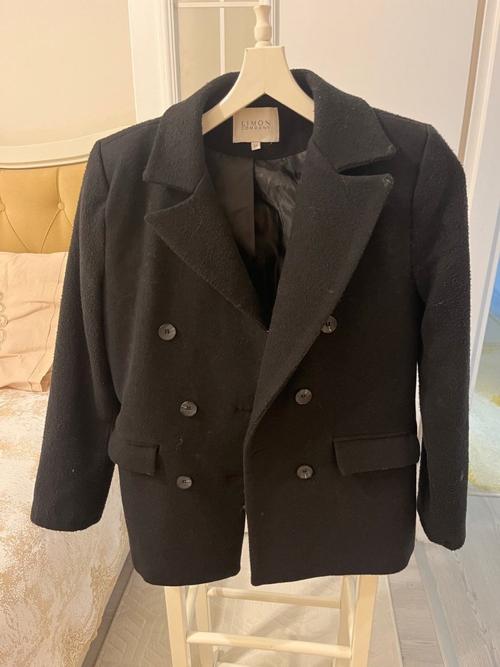 Simon Siyah Çift Düğmeli Kaban - Görsel 3