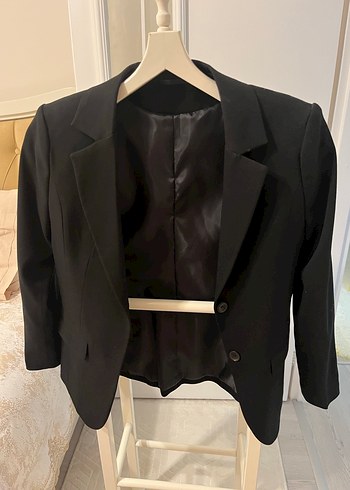 Siyah Düğmeli Kadın Blazer Ceket - Görsel 2