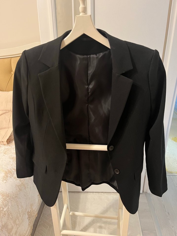 Siyah Düğmeli Kadın Blazer Ceket - Görsel 2