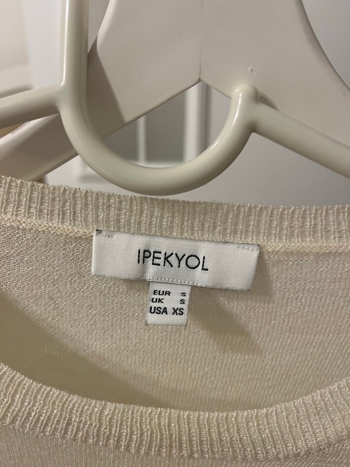 Kadın Beyaz Keten Salaş Bohem Triko - Görsel 2