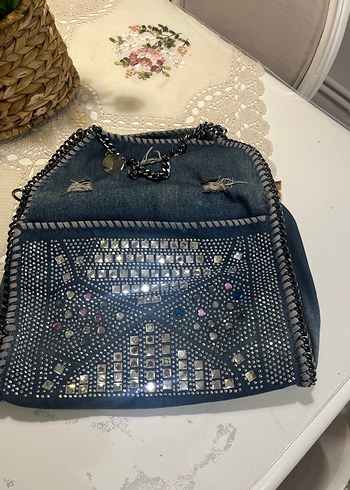 Zincir Detaylı Denim Kadın Çanta - Görsel 4