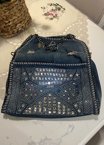 Zincir Detaylı Denim Kadın Çanta - Görsel 5