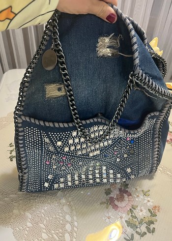 Zincir Detaylı Denim Kadın Çanta - Görsel 3
