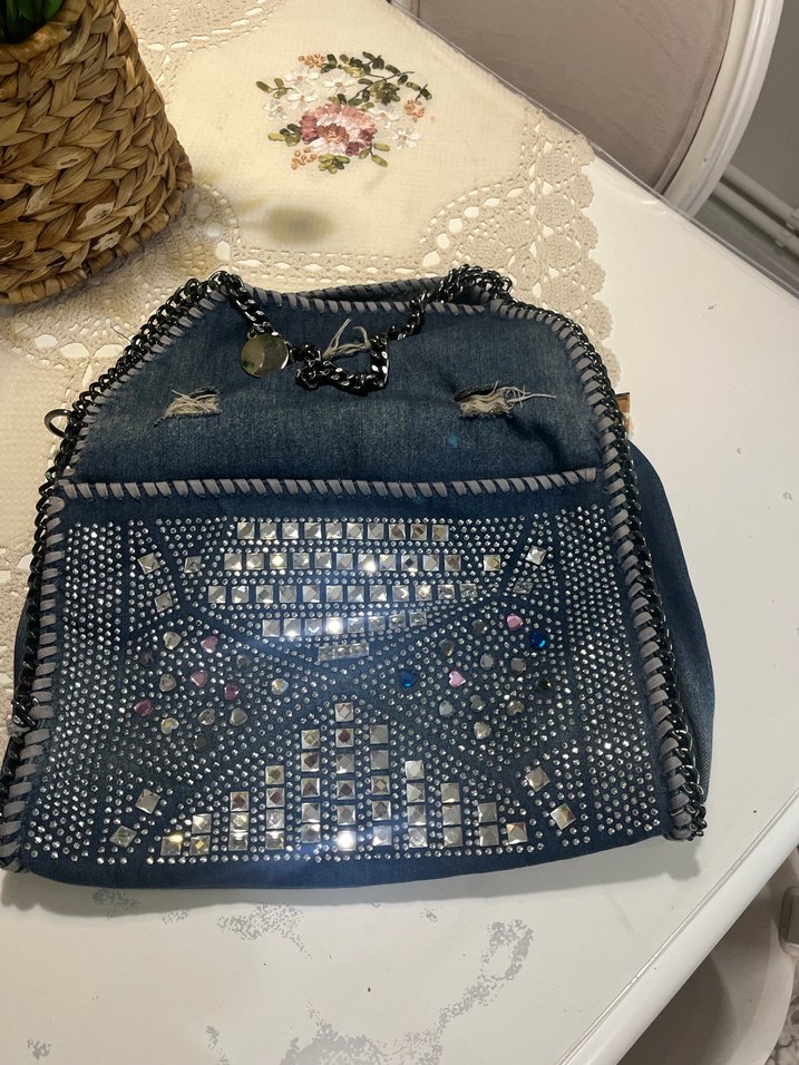 Zincir Detaylı Denim Kadın Çanta - Görsel 4