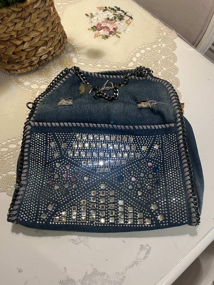 Zincir Detaylı Denim Kadın Çanta - Görsel 5