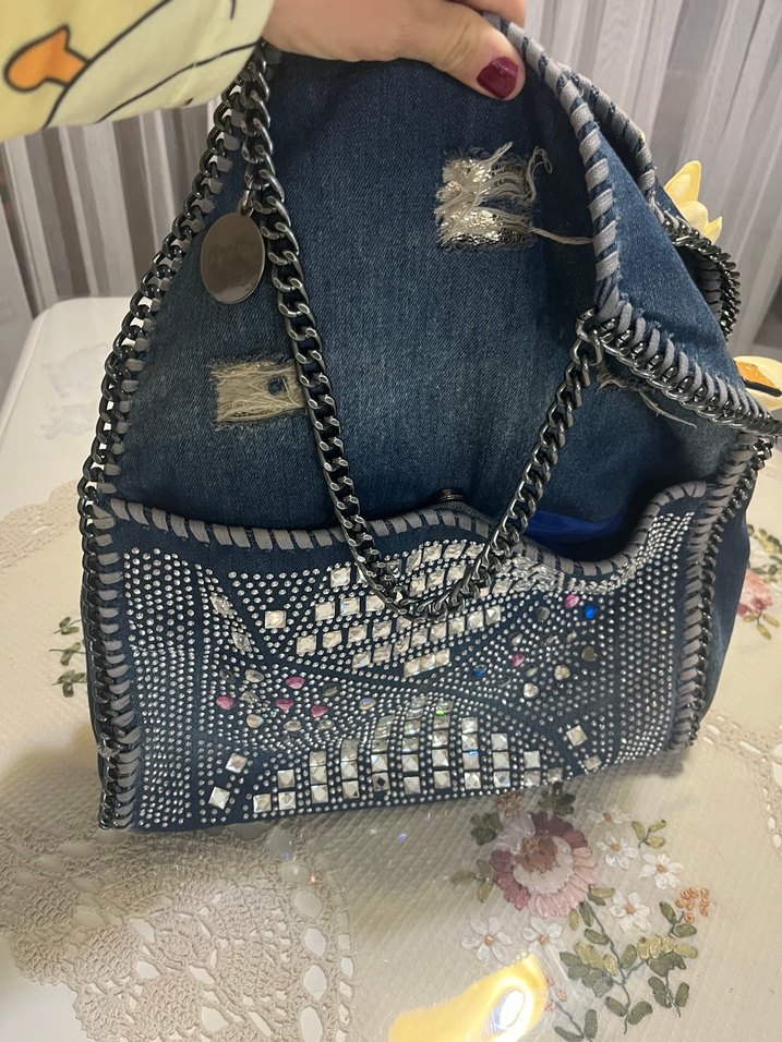 Zincir Detaylı Denim Kadın Çanta - Görsel 3