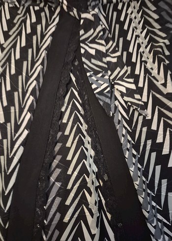 Uzun Siyah Zebra Desenli Kadın elbise - Görsel 3