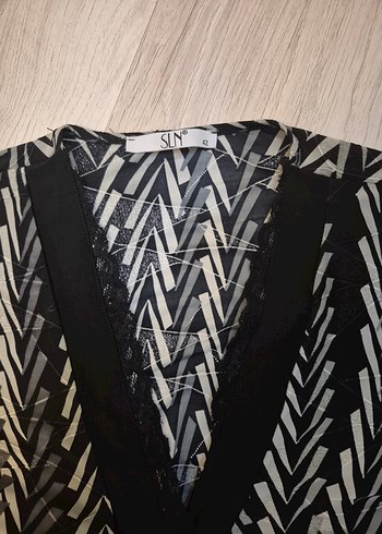 Uzun Siyah Zebra Desenli Kadın elbise - Görsel 2