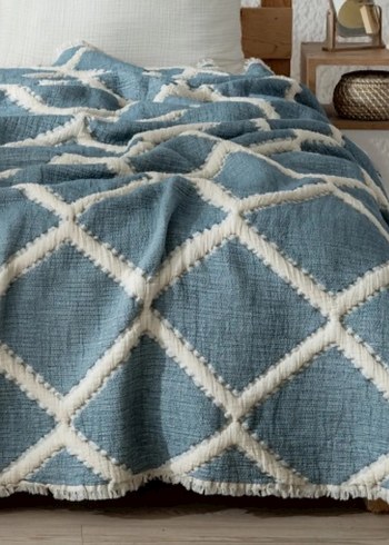 VERO VANNI LUNO MÜSLİN YATAK ÖRTÜSÜ 240*260 CM MAVİ - Görsel 2