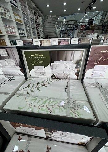 VERO VANNI BRODE SATEN NEVRESİM TAKIMI ÇİFT KİŞİLİK PALME - Görsel 2