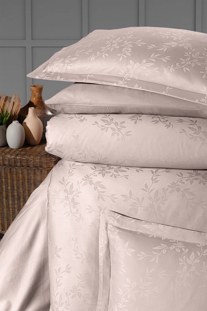 VERO VANNI JACQUARD BREZZA PUDRA ÇİFT KİŞİLİK NEVRESİM TAKIMI - Görsel 3