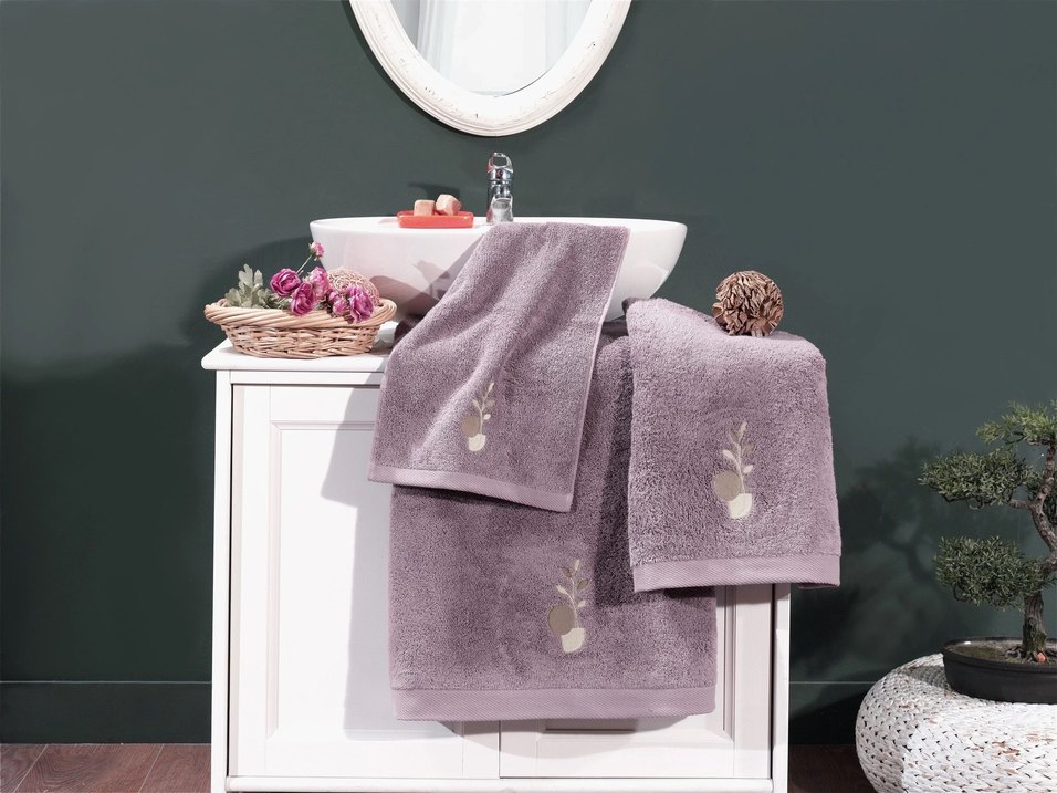 VERO VANNI CUBO NAKIŞLI HAVLU SET LEAF - Görsel 3