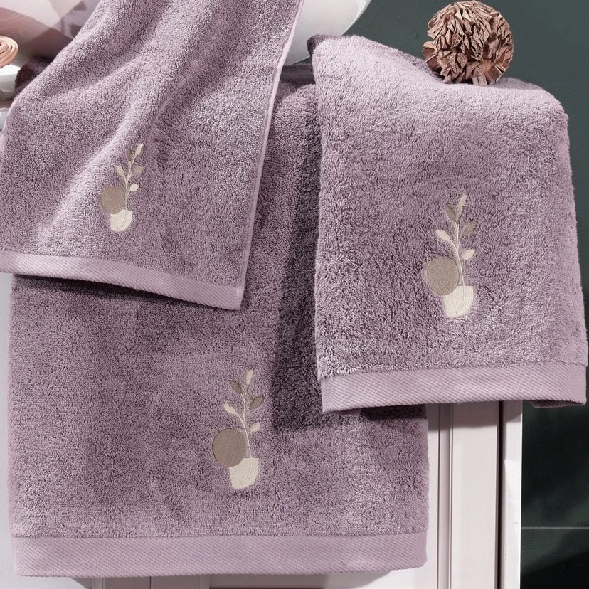 VERO VANNI CUBO NAKIŞLI HAVLU SET LEAF - Görsel 2