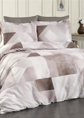 Verov Vanni Piazza Baskılı Bej Nevresim Takımı - Görsel 3