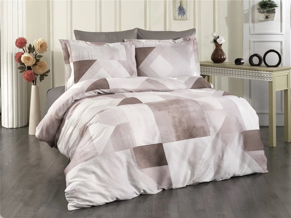 Verov Vanni Piazza Baskılı Bej Nevresim Takımı - Görsel 3