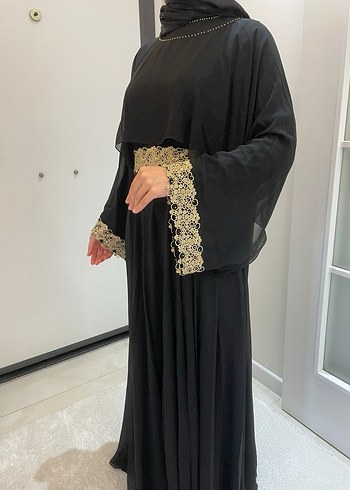 Nakışlı Siyah Uzun Abiye Elbise - Görsel 4