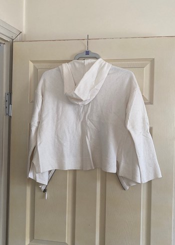 Benetton Benetton Beyaz Merino Kaşmir Hırka Kapüşonlu