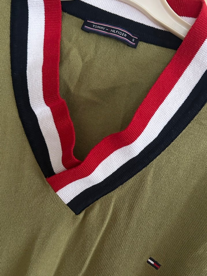 Tommy Hilfiger Haki Renk Kazak S beden - Görsel 2