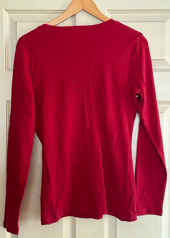 Orijinal Tommy Hilfiger Uzun Kollu Üst Kırmızı - Görsel 3