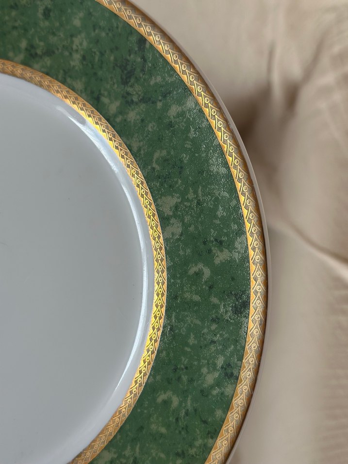 Gold Yeşil Kenarlı Porselen Servis Tabağı Vintage - Görsel 2