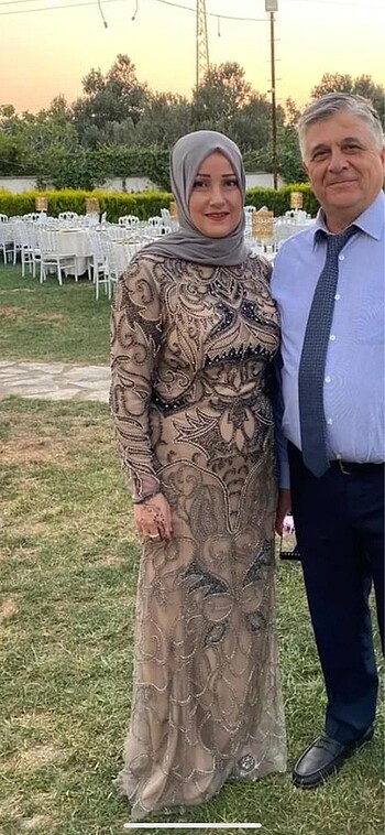 Tesettür taş işlemeli ithal abiye