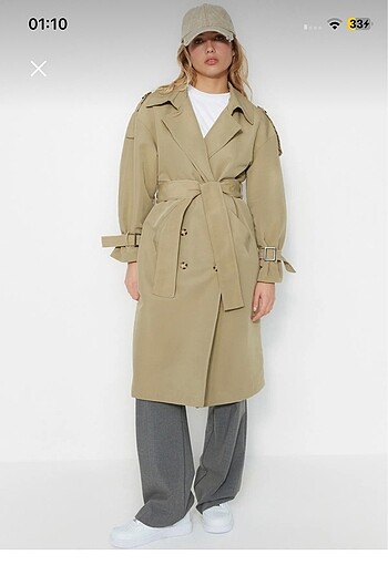 haki oversize trençkot