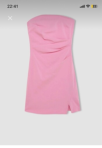 pembe straplez mini elbise
