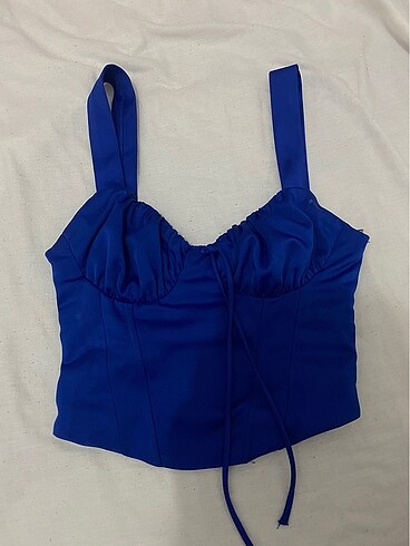 bershka saten mavi crop