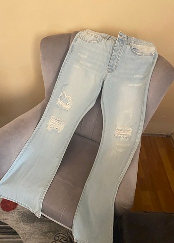 Gri Midi Boy Salaş Kadın Kot Pantolon - Görsel 3