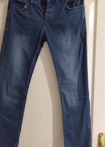 Düğmeli Lacivert Kadın Kot Pantolon