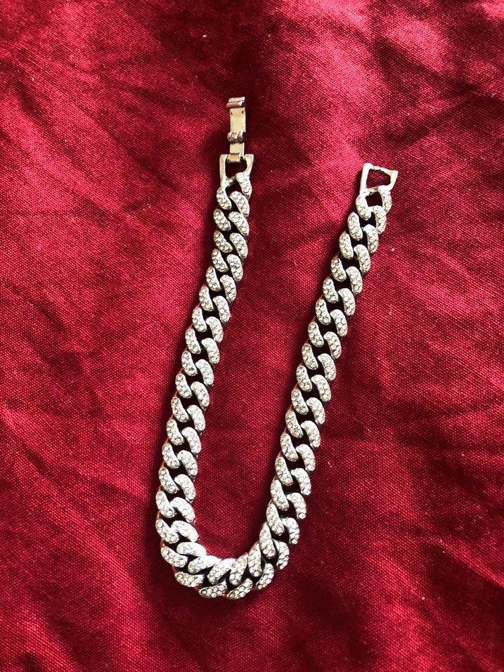 Parlak Taşlı Altın Renk Zincir bileklik - Görsel 2