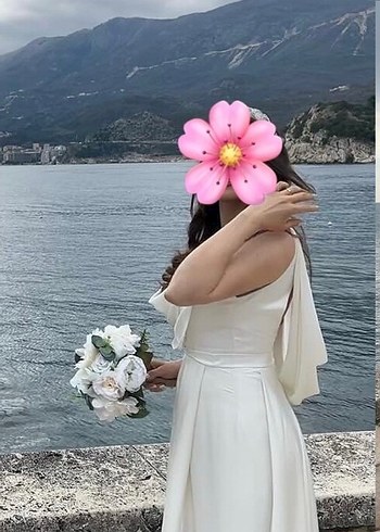 m Beden CENGİZ AKTÜRK Bohem Tarzı Kayık Yaka Uzun Gelinlik