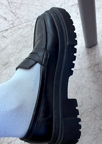 37 Beden HOTİÇ Siyah Kadın Kalın Topuklu Loafer