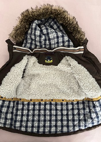 Kürklü Kapüşonlu Kahverengi Erkek Çocuk Mont - Görsel 2