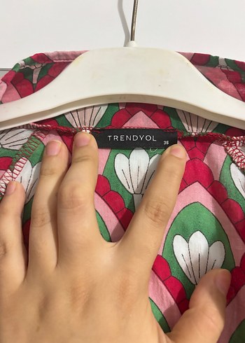 Çok Renkli Bohem Desenli Düğmeli elbise - Görsel 5