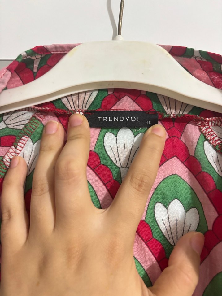 Çok Renkli Bohem Desenli Düğmeli elbise - Görsel 5