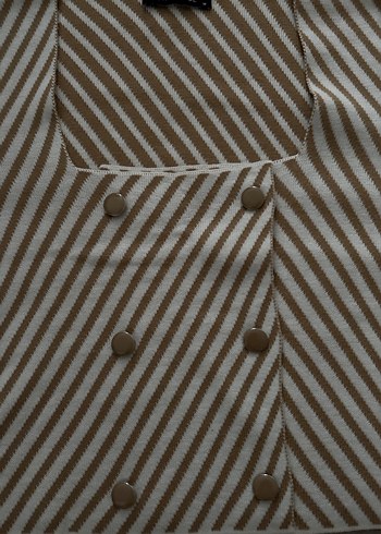 Düğmeli Çizgili Mini Kadın takım - Görsel 2