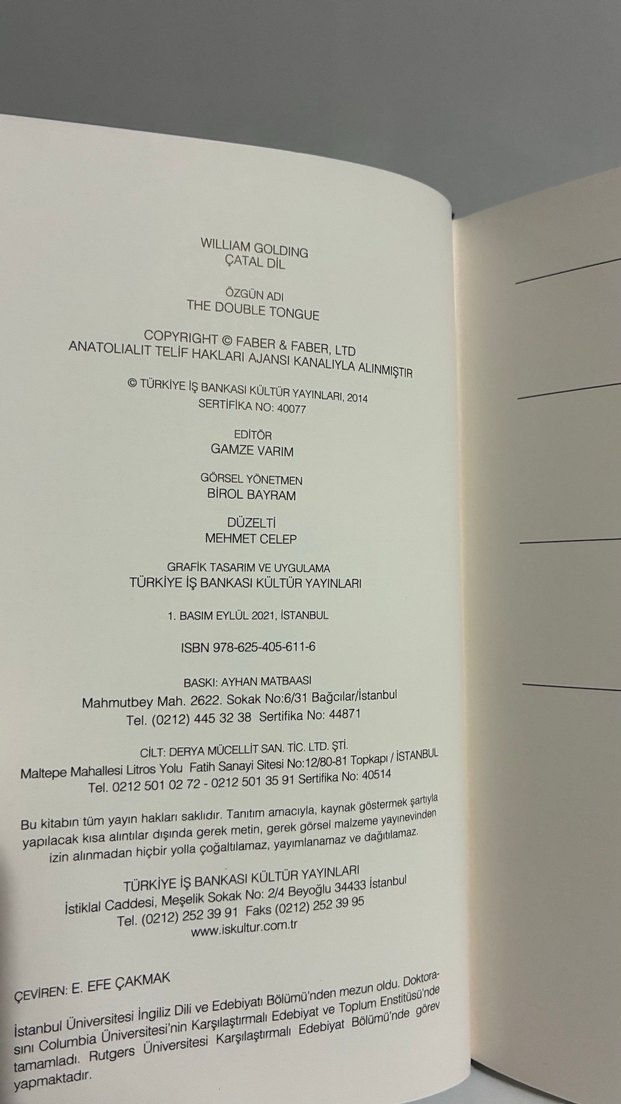 Çatal Dil (Ciltli) William Golding - Görsel 4